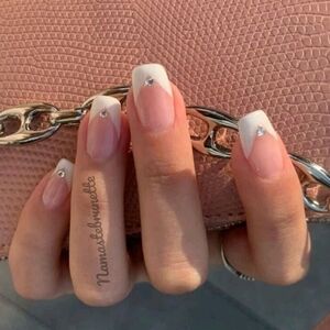 2/$16 Rhinestone French Manicure Press On Nails